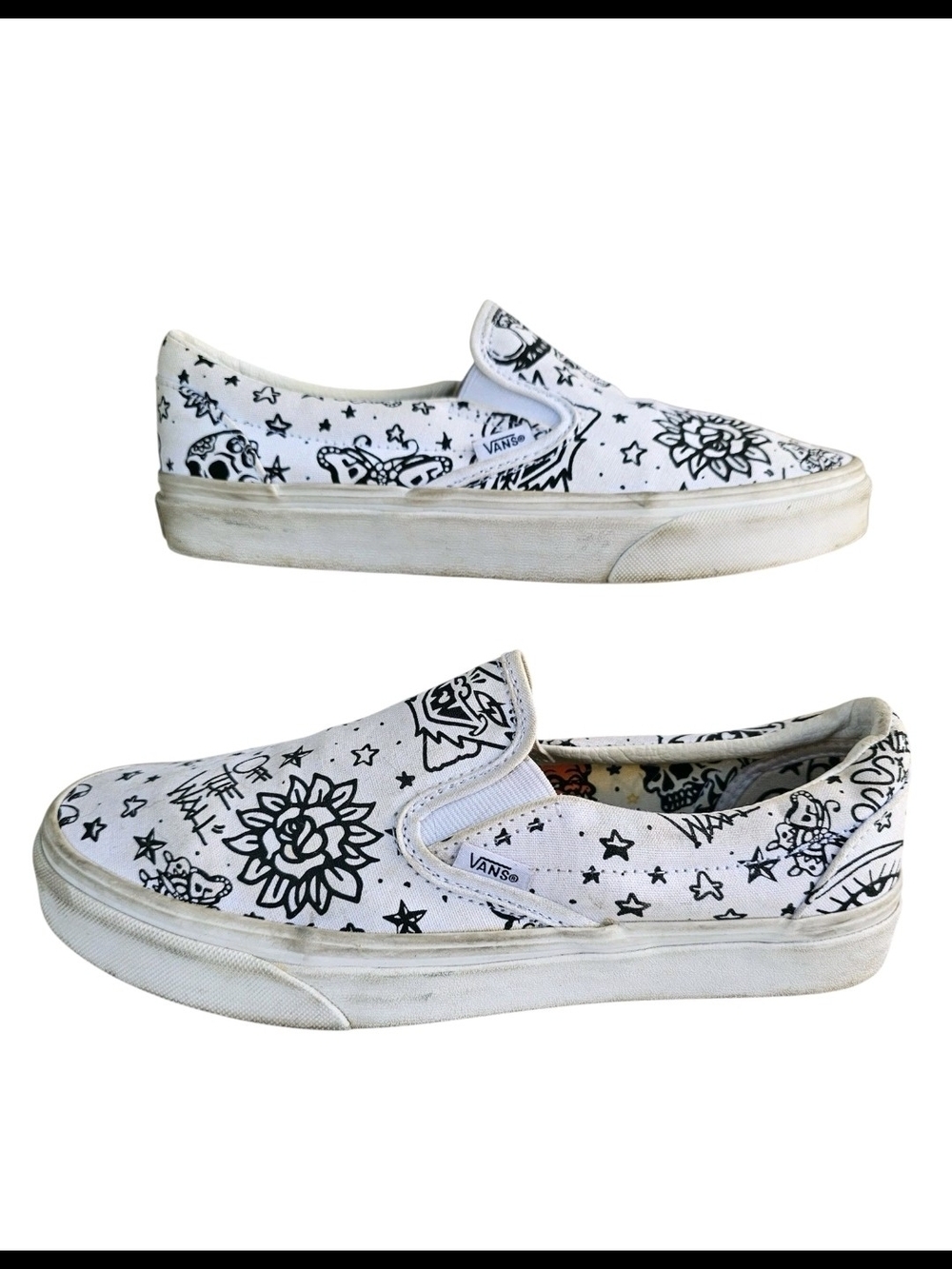 Vans Slip On Tattoo Flash Print Shoes Men’s 8 Women’s 9.5